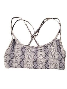 Onzie Women's Gray White Snakeskin Strappy Yoga Sports Bra Small